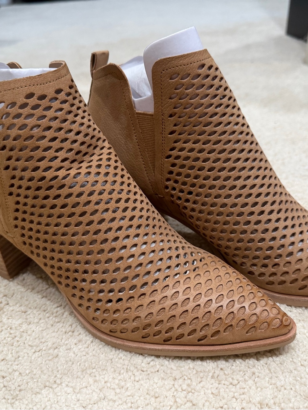 Dolce Vita Women’s Tan Perforated Ankle Booties